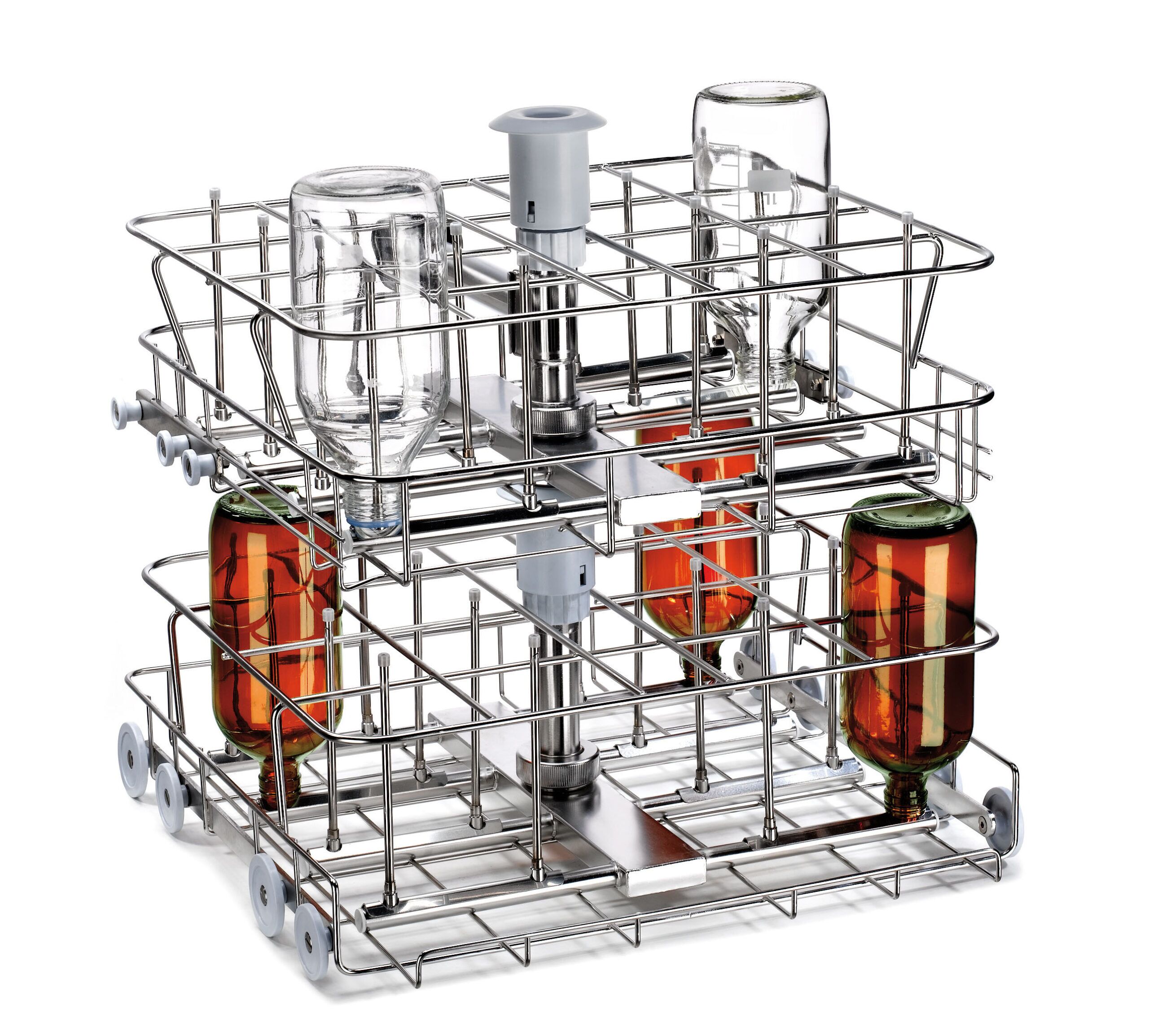 TWO LEVEL INJECTION TROLLEY FOR BOTTLES WITH DRYING SYSTEM